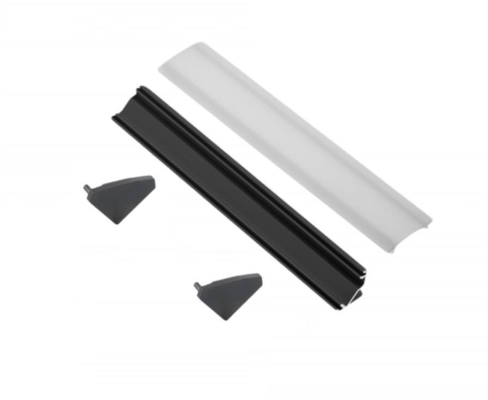 Профиль металлический УГЛОВОЙ ЧЕРНЫЙ (3м)  под LED ленту + КРЫШКА МОЛОЧНАЯ + комплект заглушек 10012139