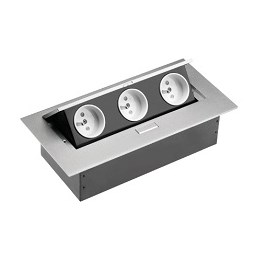 Удлинитель врезной  открывающийся  (3 розетки) АЛЮМИНИЙ (без USB) горизонтальный ОБРАЗЕЦ 10012238