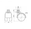 Колесо мебельное D-40 пластиковое на штифте 10007624